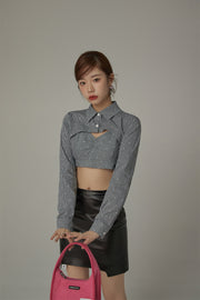 Cropped Check Cut Out Shirt