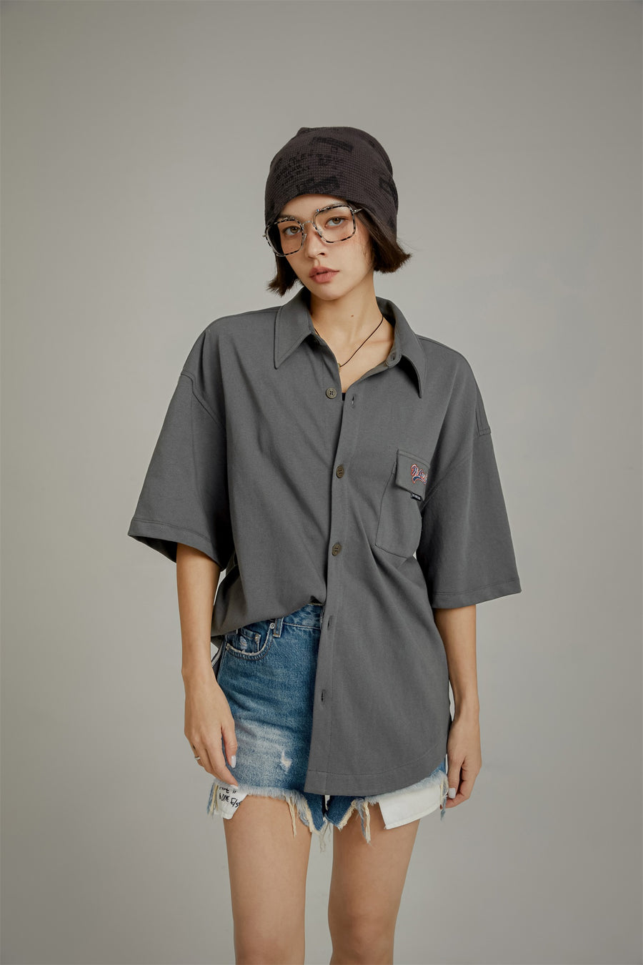 CHUU Embroidered Pocket Shirt