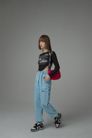 String Denim Jogger Pants