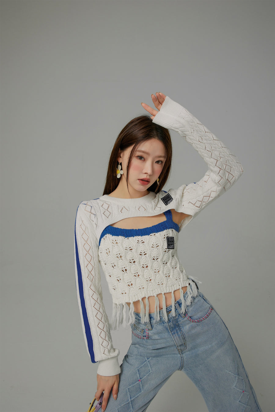 CHUU Positive Spark Knit Maxi Crop Top