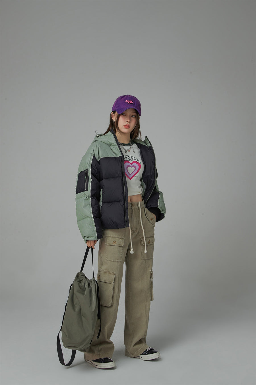 CHUU Two Tone Duck Down Puffer Coat