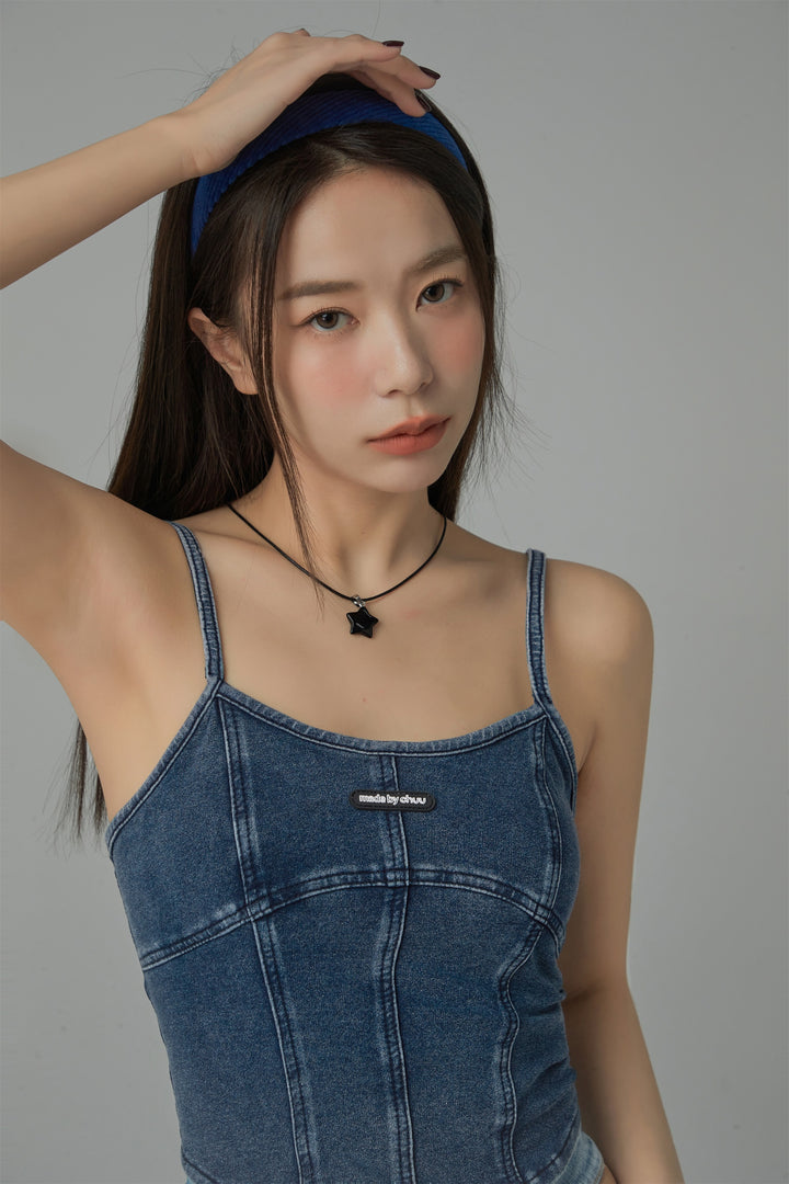 Vintage Denim Sleeveless Bustier Top