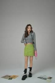 High-Waist Tweed Mini Skirt