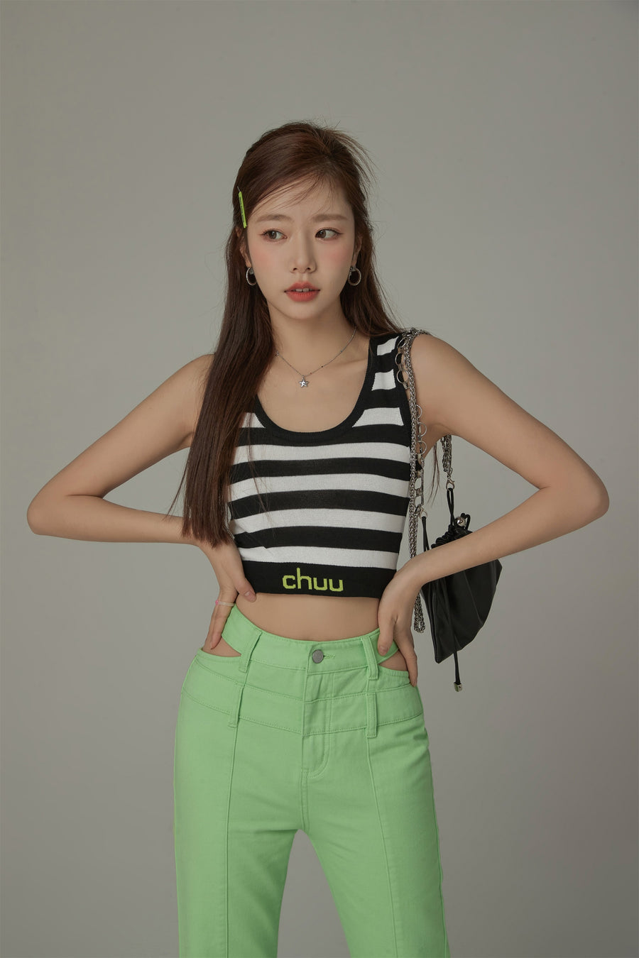 CHUU Striped Crop Top