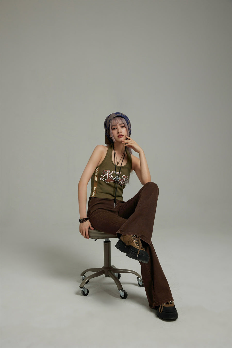 CHUU Vintage Halter Noe Logo Top