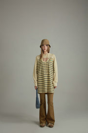 Loose Striped Hoodie Dress