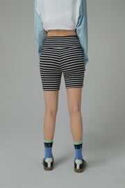 Striped Ribbed Biker Shorts