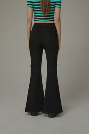 Zipper Slits Bootcut Pants