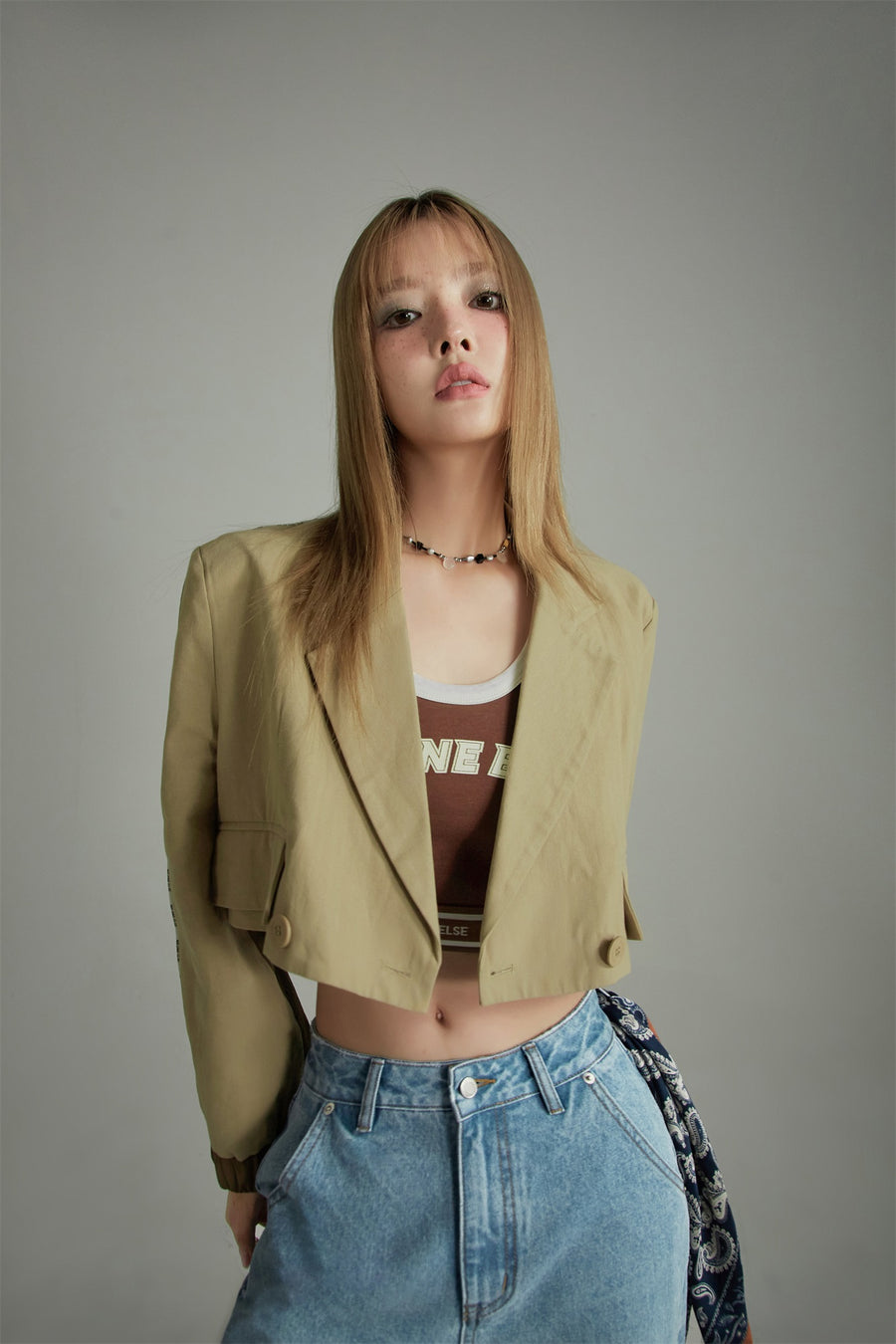 CHUU Noe Cropped Blazer Outer Jacket