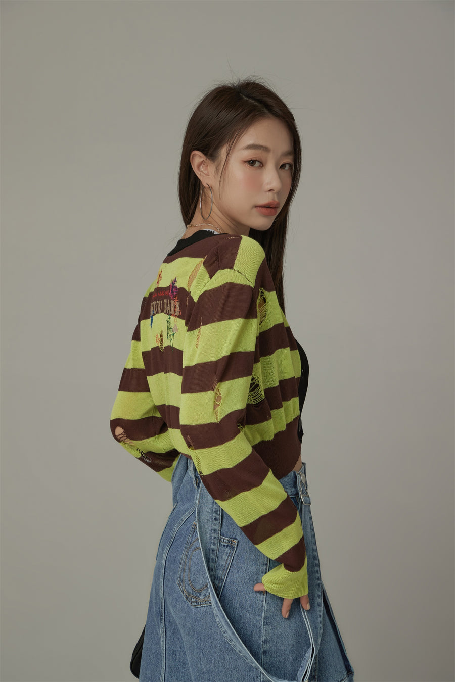 CHUU Striped Knit Cardigan