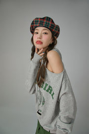 Chuu Girl Unbalanced Cutout Shoulder Hoodie