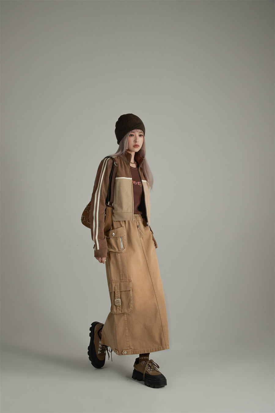 CHUU High Neck Crop Zip-Up