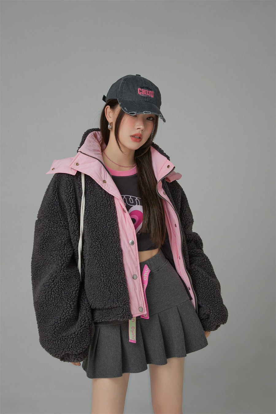 CHUU Sporty Fleece Hoodie Jacket