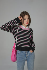 Rejoice Striped Crop Knit Sweater