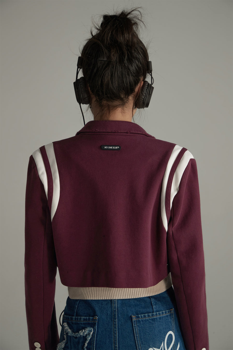 CHUU Cropped Varsity Jacket