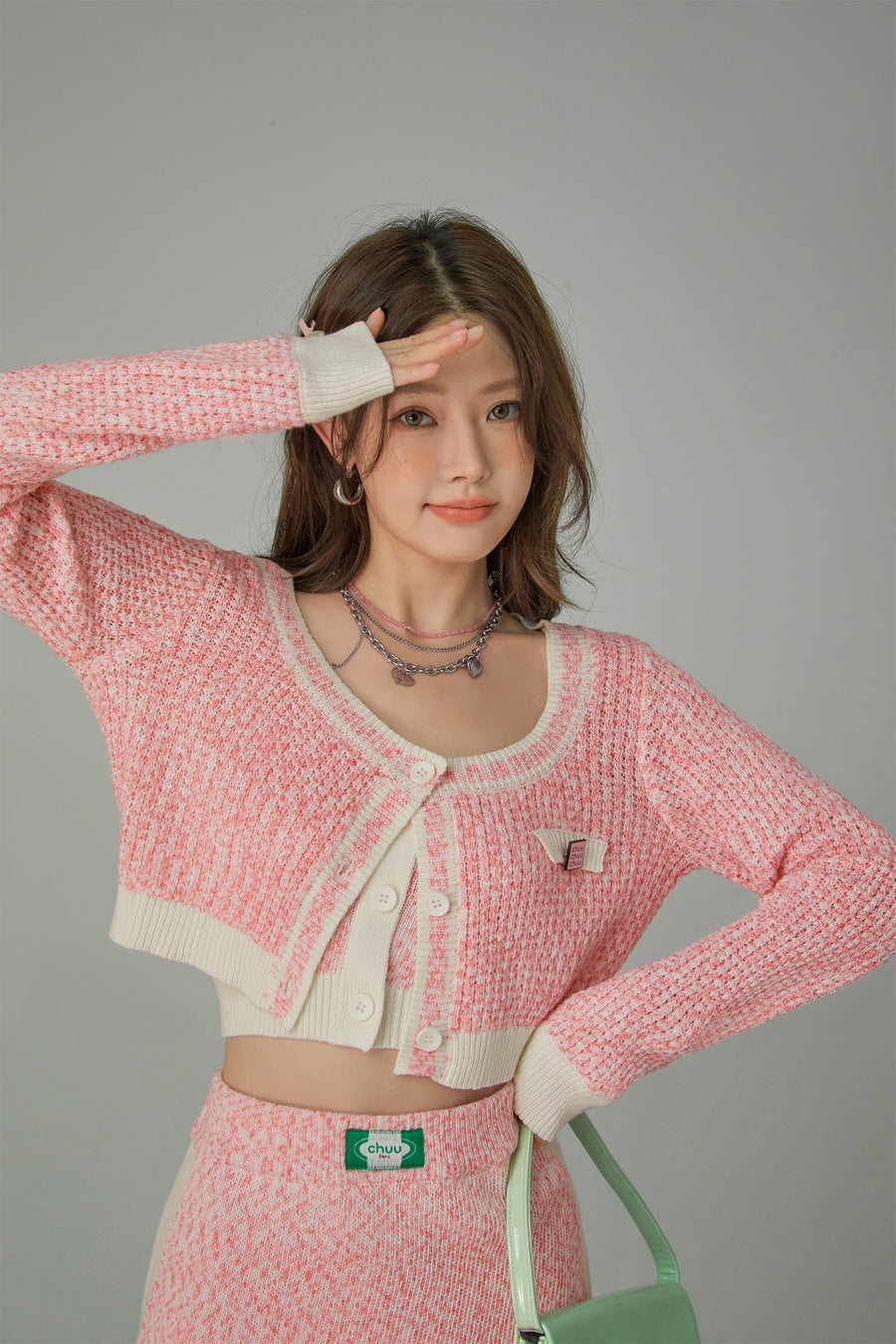 CHUU Round Neck Crop Knit Tank Top