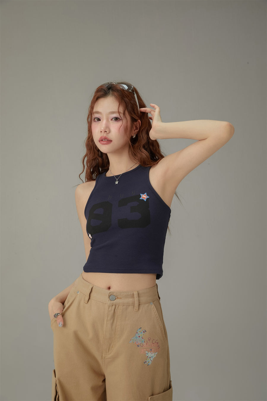 CHUU Star Number Slim Sleeveless Top