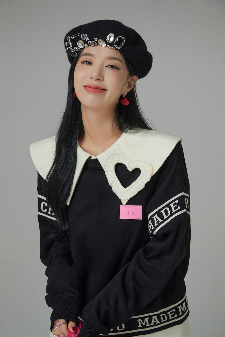 CHUU Solid Color Round Neck Sweatshirt