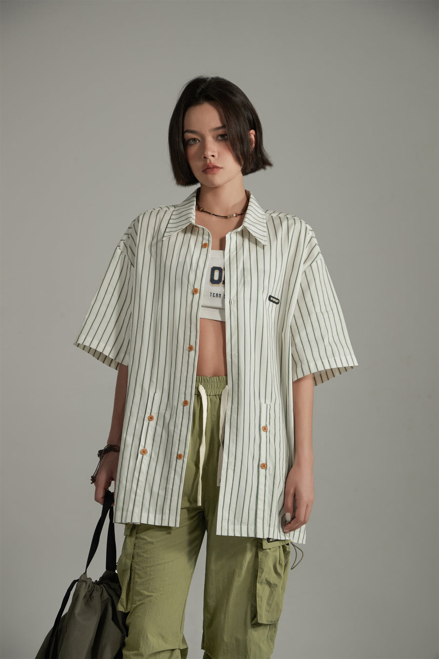 CHUU Striped Loose-Fit Button Up Shirt