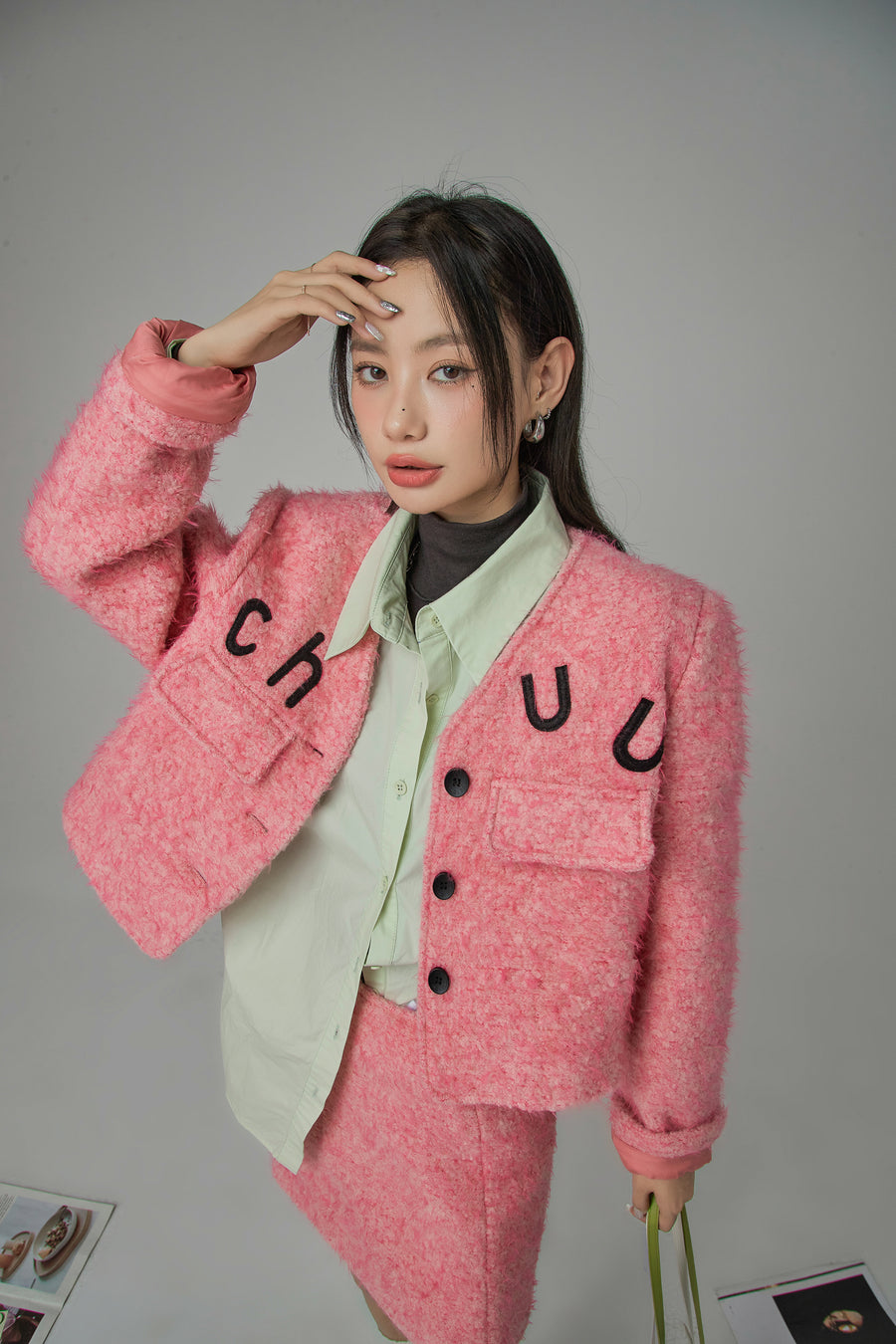 CHUU Sweet Chuu Girl Tweed Jacket