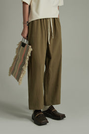 Cotton Ankle Cropped Wide Pants