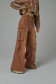 Downside Wide Denim Cargo Pants