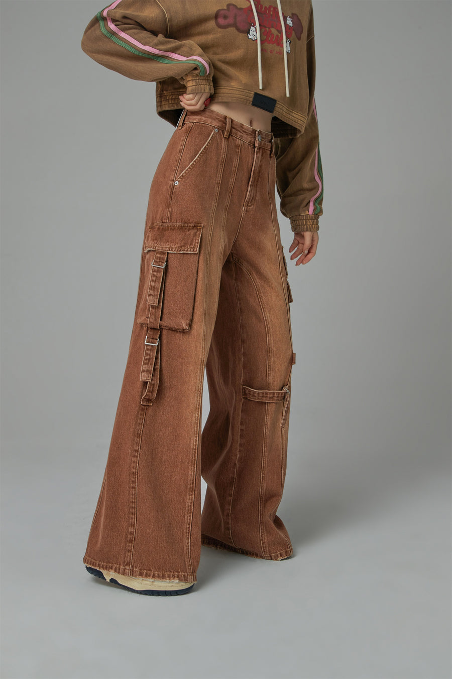 CHUU Downside Wide Denim Cargo Pants