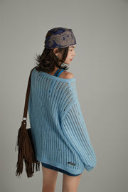 Ribbed Open Knit Loose Fit Sweater