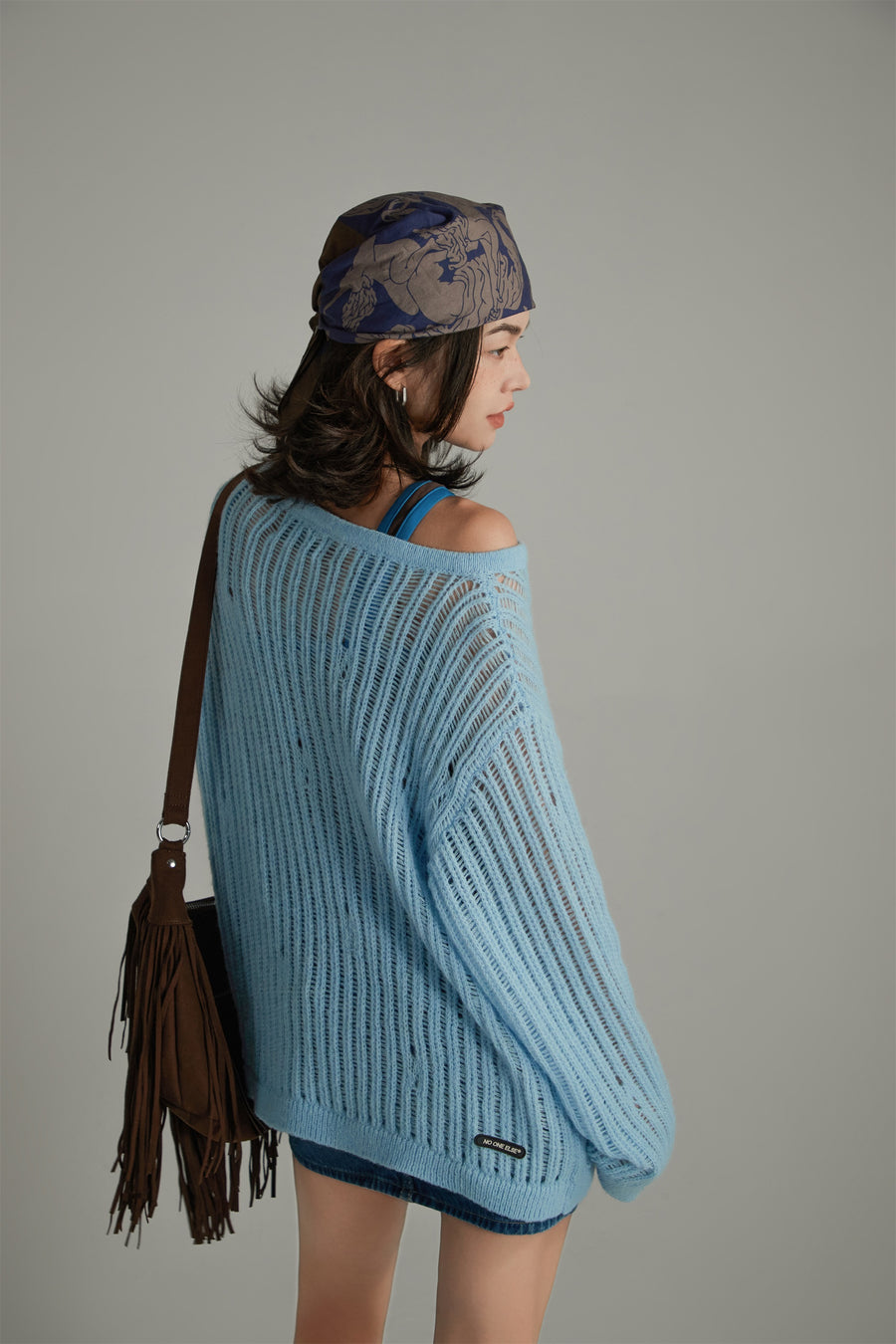 CHUU Ribbed Open Knit Loose Fit Sweater