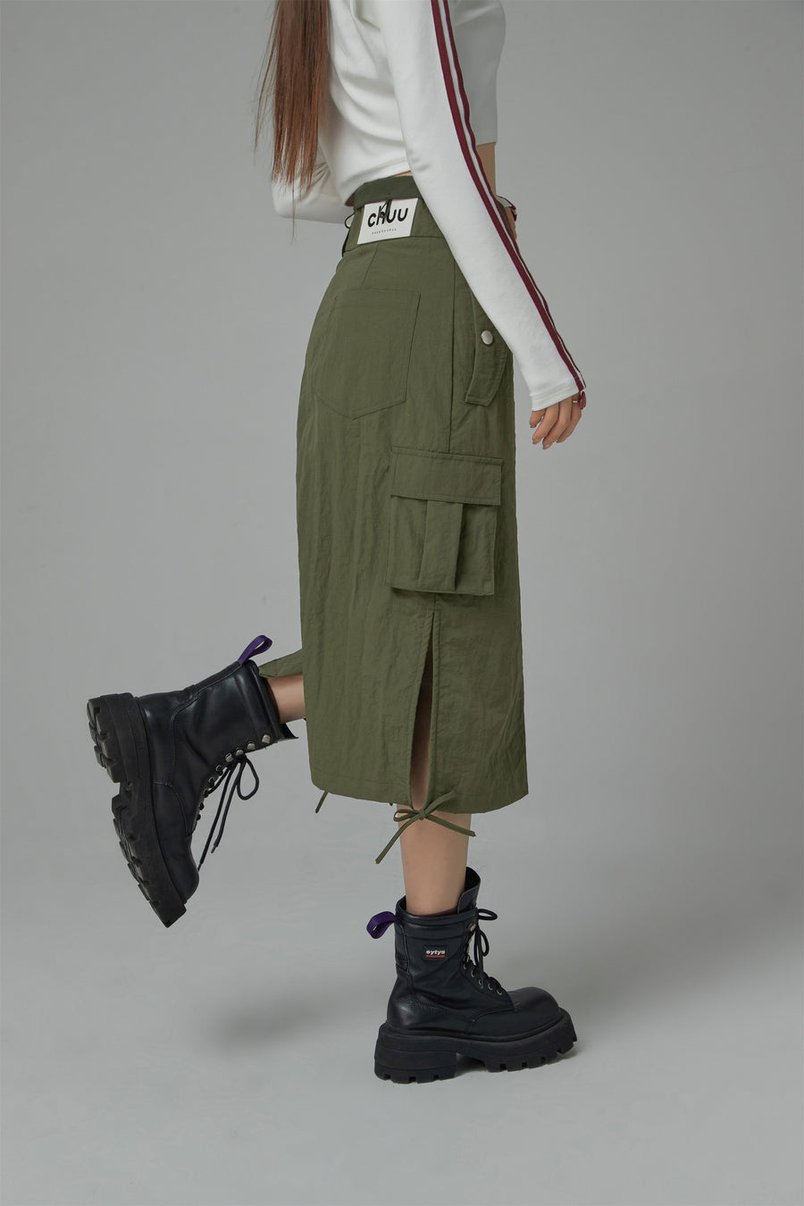 CHUU Cargo A-Line Long Skirt