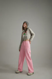 Side Strap Straight Wide Pants