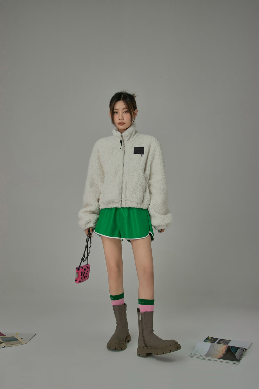 CHUU Bougie Cropped Zip-Up Jacket