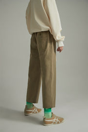 Cotton Ankle Cropped Straight Pants