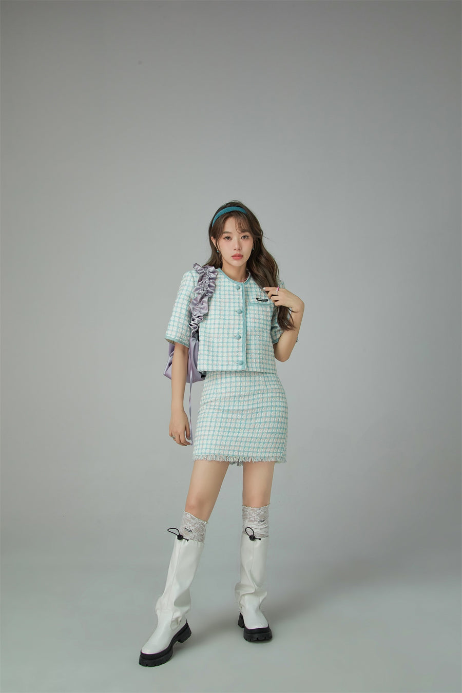 CHUU Tweed Check Mini Skirt