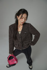 On The Moon Collarless Tweed Jacket