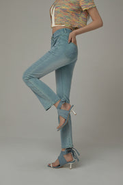 Chuu Pocket Design Semi Bootcut Denim Jeans