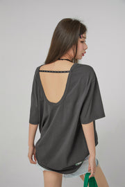 Open Back Loosefit Short-Sleeved T-Shirt