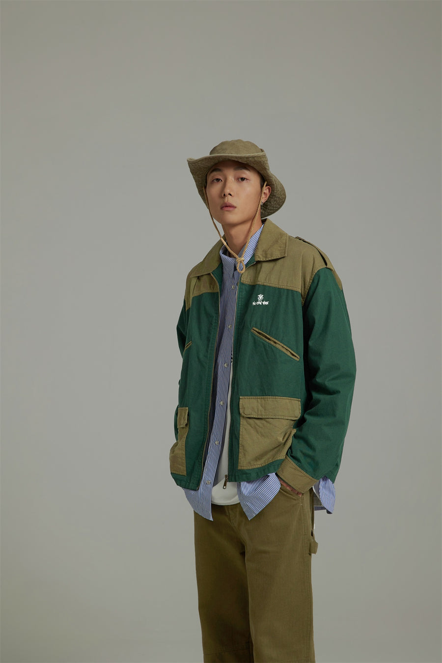 CHUU Color Block Zip-Up Field Jacket