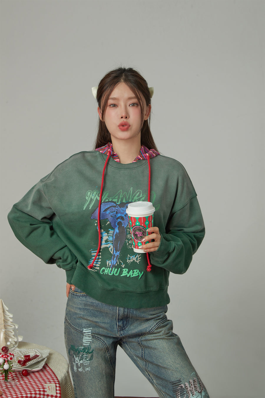 CHUU Angel And Devil Vintage Sweatshirt