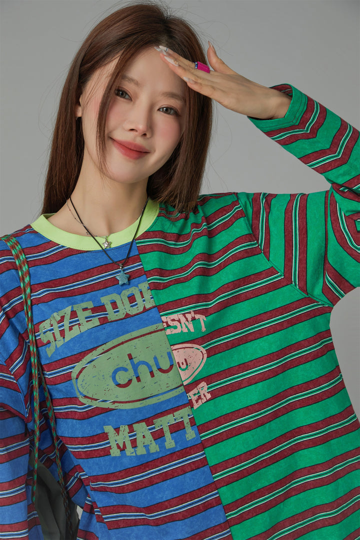 Size Doesnt Matter Color Stripe T-Shirt