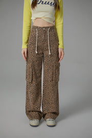 Leopard Pocket Denim Long Pants