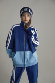 Color Matching Oversize Zip-Up Hoodie