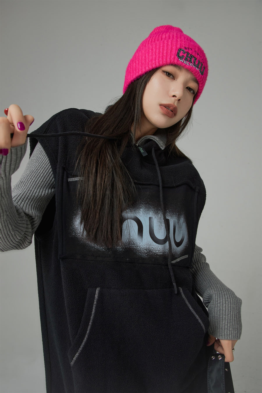 CHUU Chuu Loose Fit Hoodie Dress