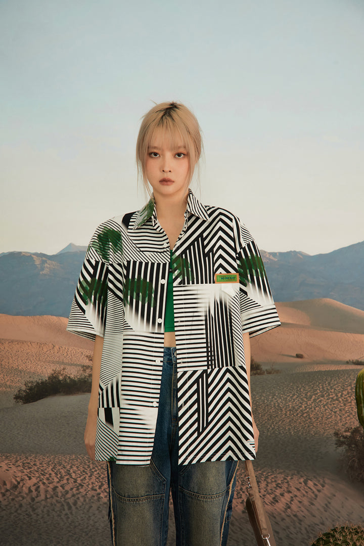 Cosmically Aligned Form Stripes Shirt