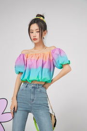 Rainbow Off-Shoulder Blouse