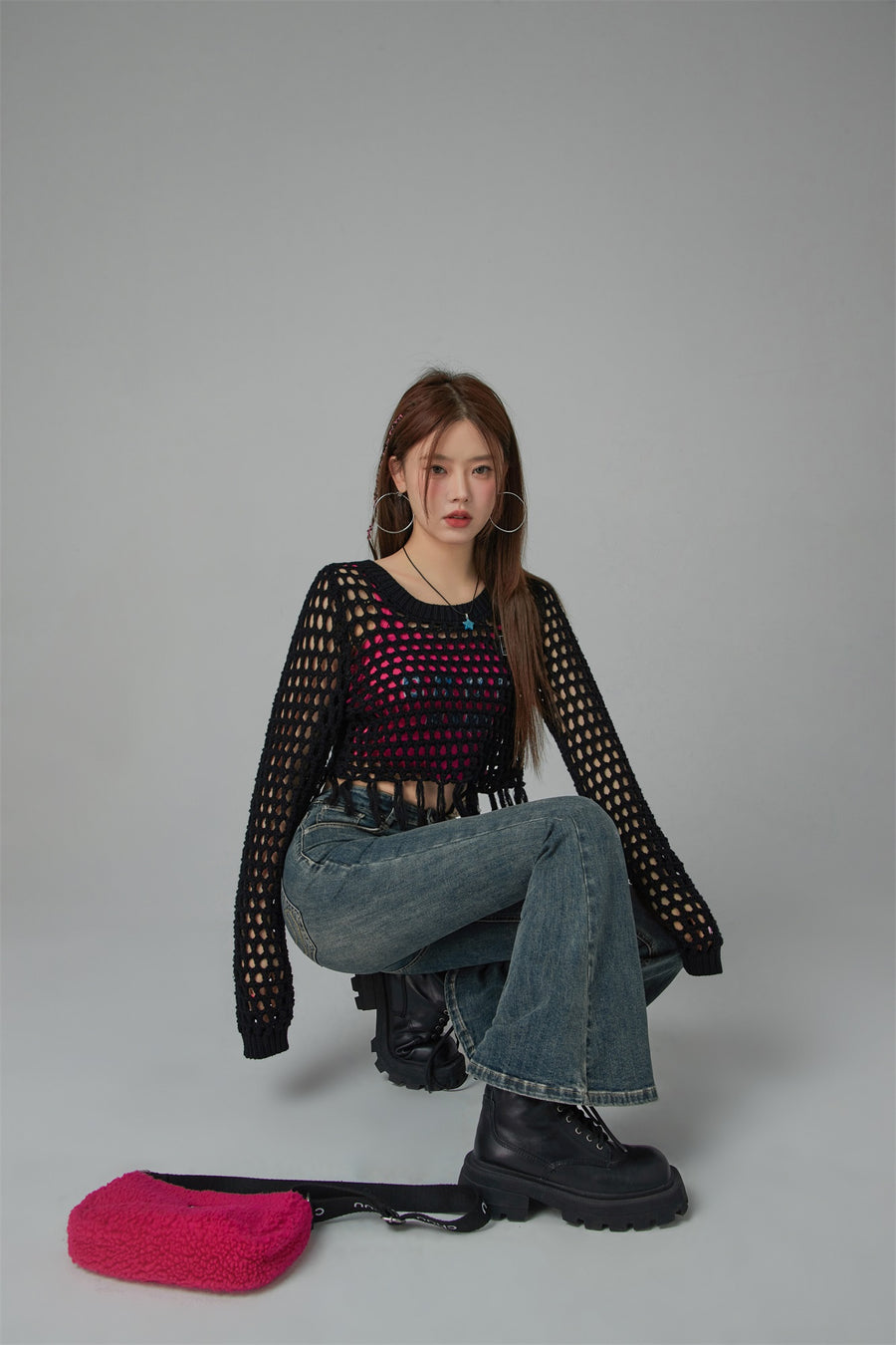 CHUU Charismatic Persona Cropped Knit Top