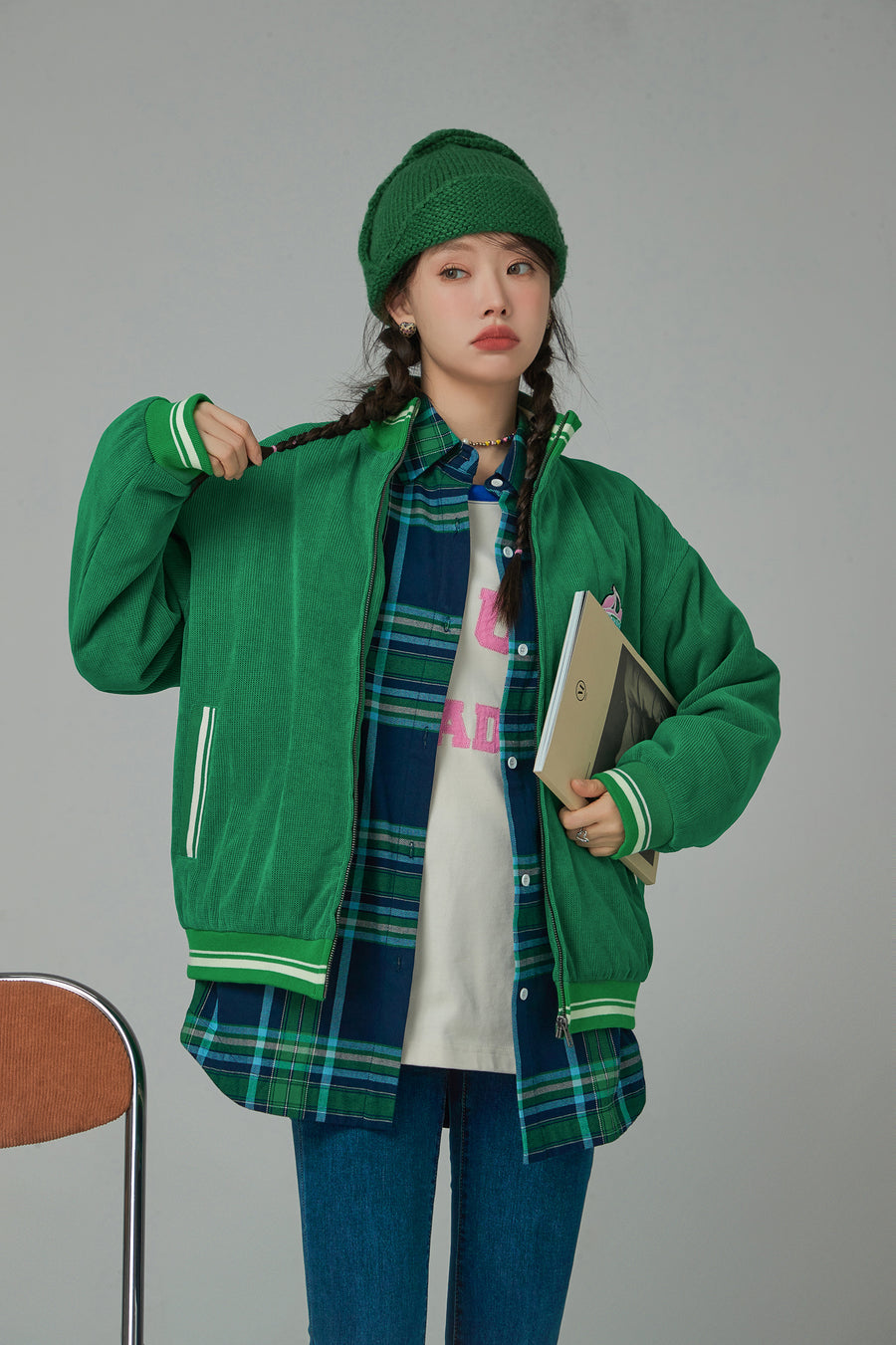 CHUU On To The Latest Cherry Embroidered Oversized Jacket