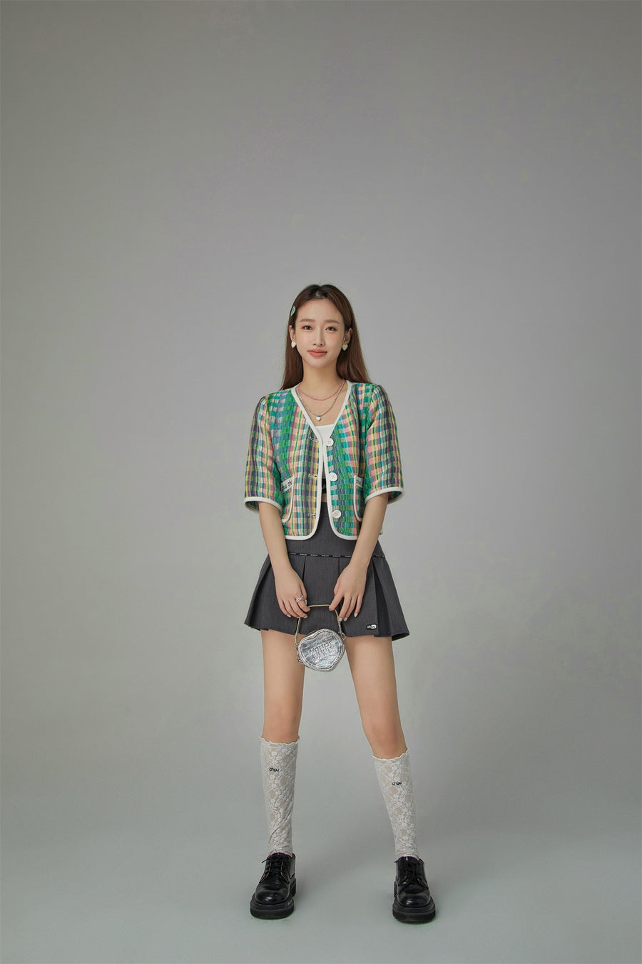 CHUU Rainbow Checked Tweed Jacket