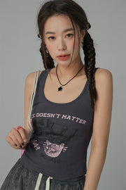 Size Doesnt Matter U-Neck Crop Sleeveless Tank Top