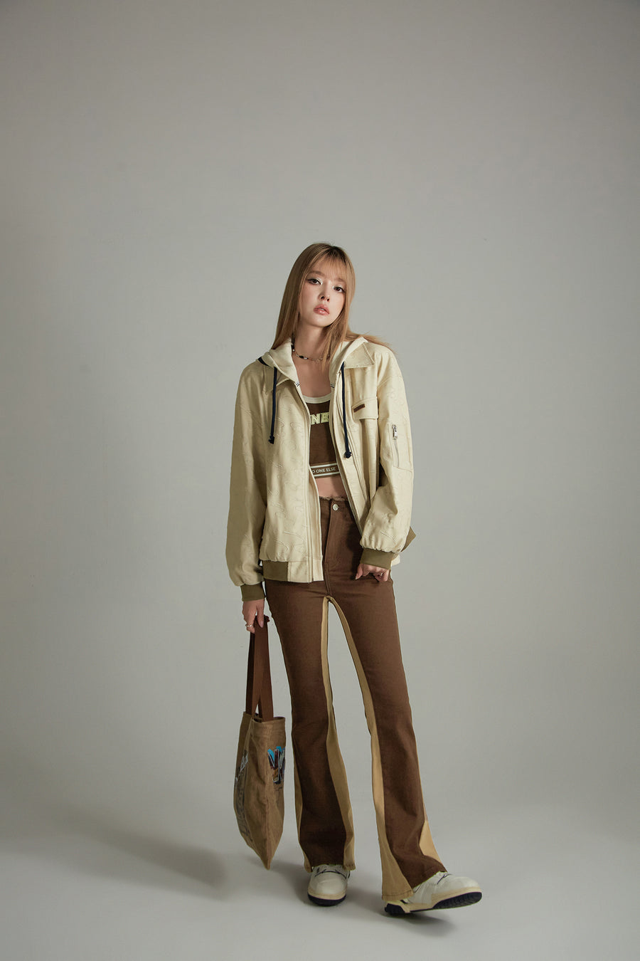 CHUU Noe Subtle Stitching Leather Jacket